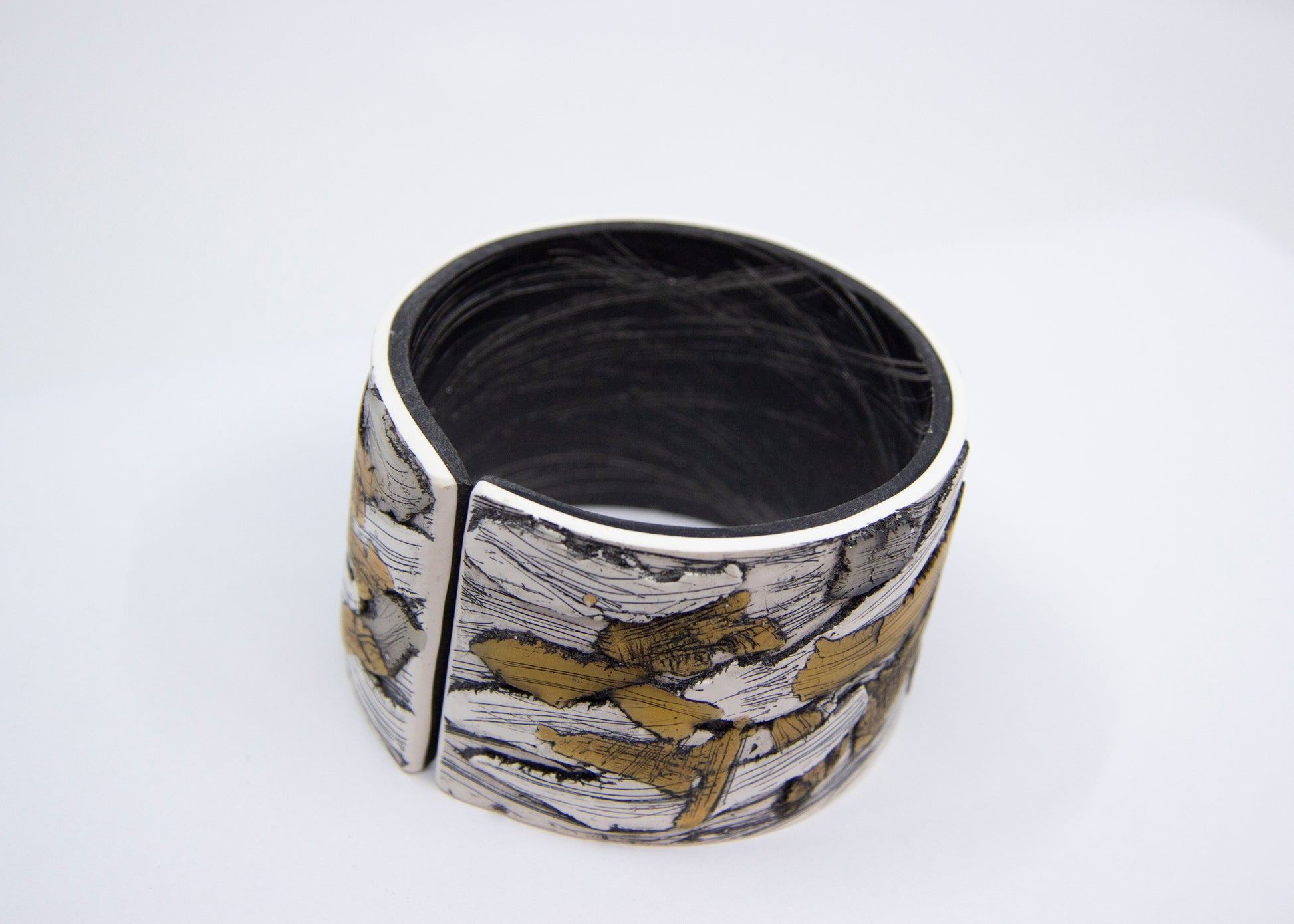 Polymer clay cuff in shades of gold