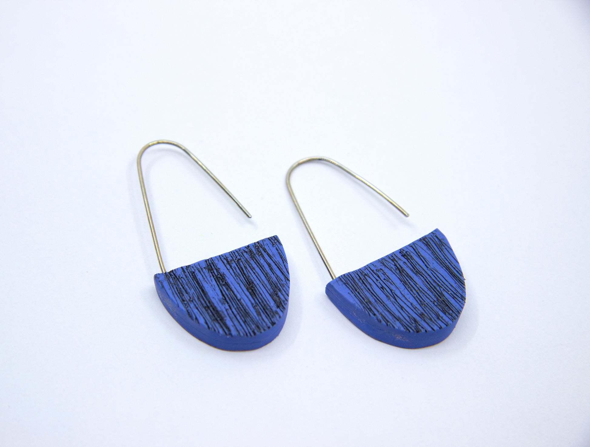 Blue polymer clay earrings