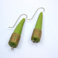 Green cone earrings with gold specks