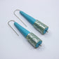 Blue cone earrings with silver specks