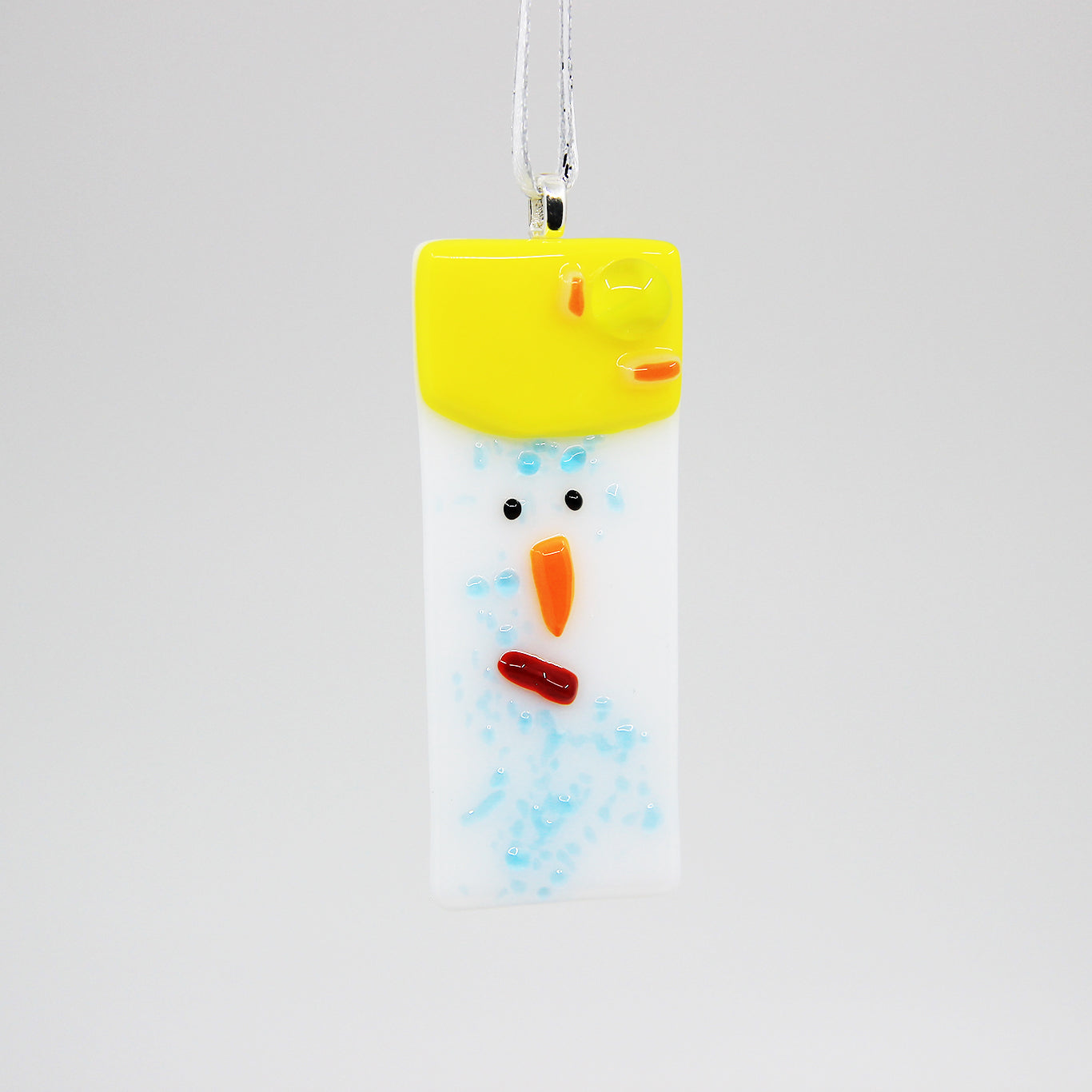 Glass snowman with yellow hat