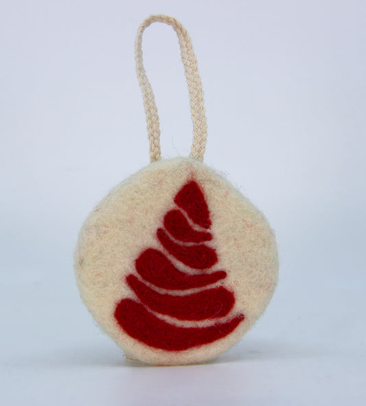 Red Modern Christmas Tree Felted Ornament