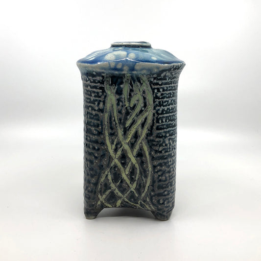 Salt Fired Vessel in Blue and Green