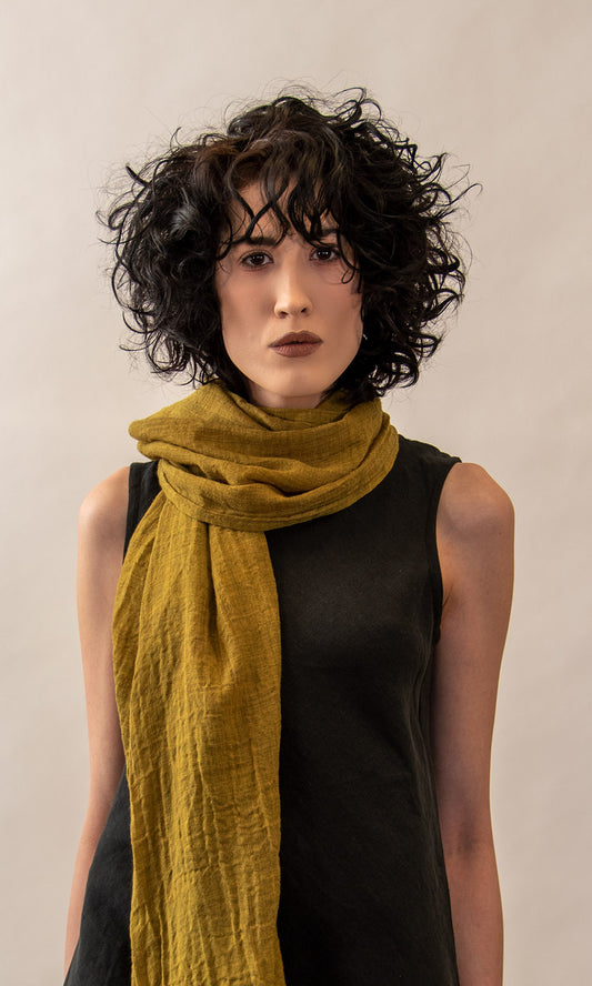 Naturally Dyed Merino Wool Scarf - Chartreuse