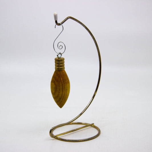 Wooden yellow Christmas light bulb ornament