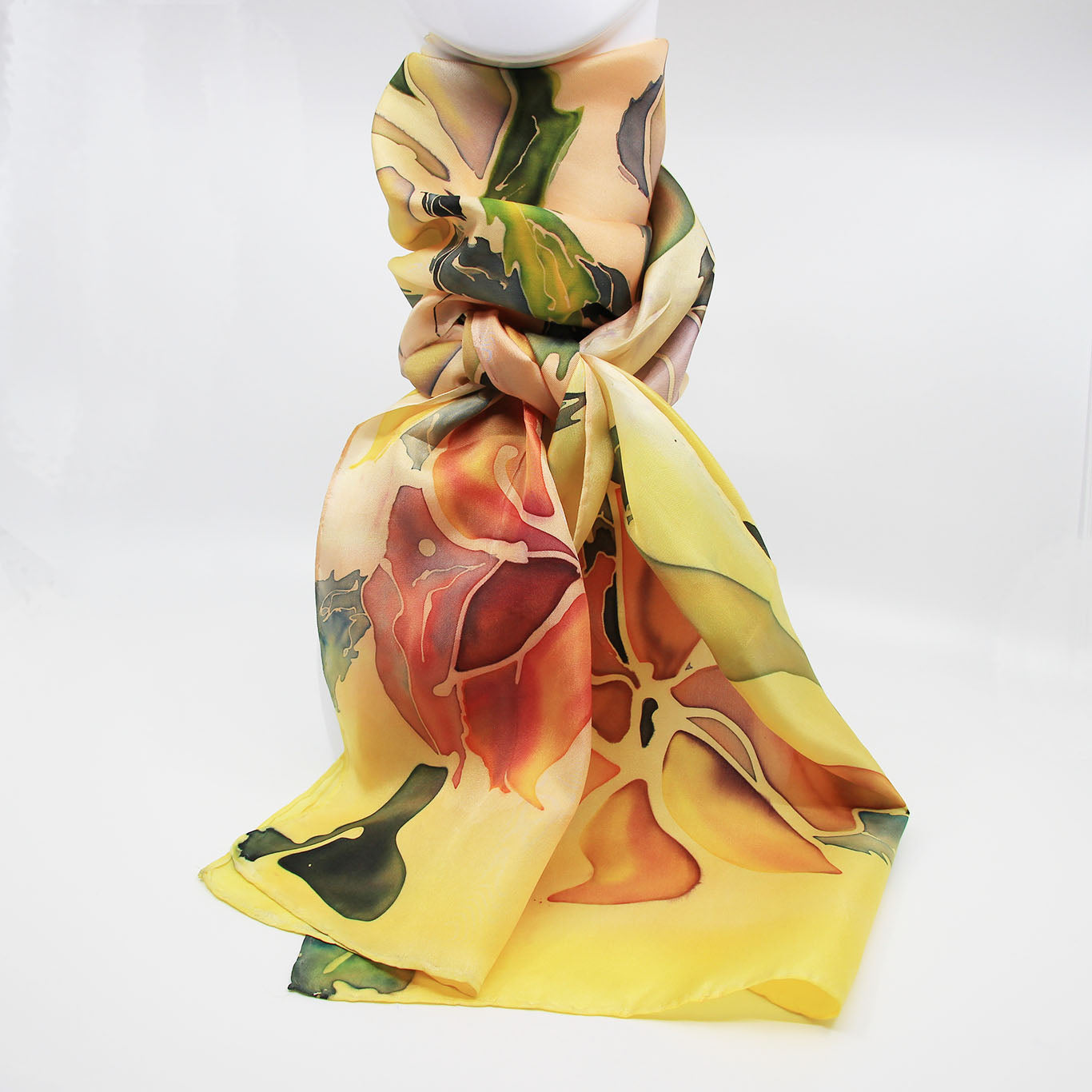 Yellow, Gold, Peachy, Clematis Silk Twill Scarf